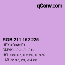 Color code: RGB 211 162 225 | qconv.com