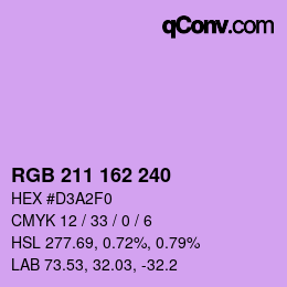Color code: RGB 211 162 240 | qconv.com