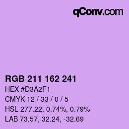 Color code: RGB 211 162 241 | qconv.com