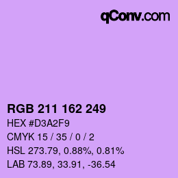 Color code: RGB 211 162 249 | qconv.com
