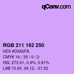 Color code: RGB 211 162 250 | qconv.com