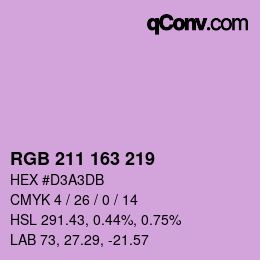 Color code: RGB 211 163 219 | qconv.com