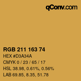 カラーコード: RGB 211 163 74 | qconv.com