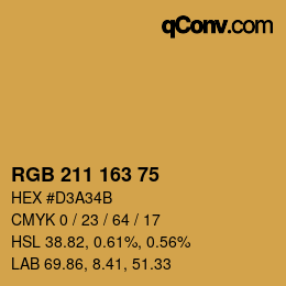 颜色代码: RGB 211 163 75 | qconv.com