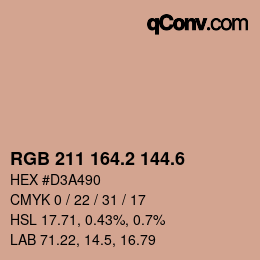 カラーコード: RGB 211 164.2 144.6 | qconv.com