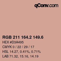 カラーコード: RGB 211 164.2 149.6 | qconv.com