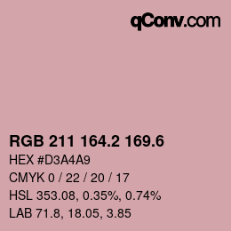 カラーコード: RGB 211 164.2 169.6 | qconv.com