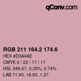 カラーコード: RGB 211 164.2 174.6 | qconv.com