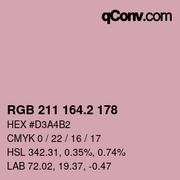 カラーコード: RGB 211 164.2 178 | qconv.com
