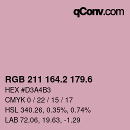 カラーコード: RGB 211 164.2 179.6 | qconv.com