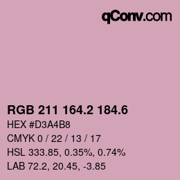 カラーコード: RGB 211 164.2 184.6 | qconv.com