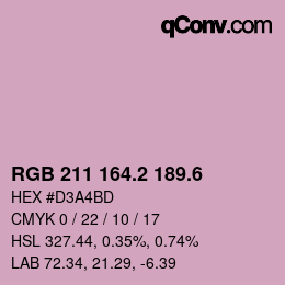カラーコード: RGB 211 164.2 189.6 | qconv.com