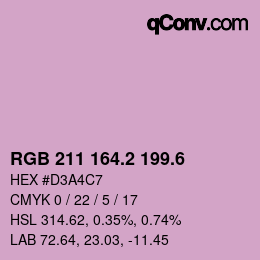 カラーコード: RGB 211 164.2 199.6 | qconv.com