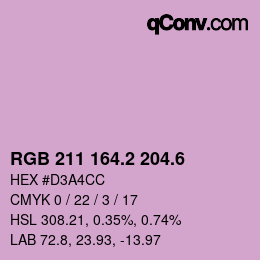 カラーコード: RGB 211 164.2 204.6 | qconv.com