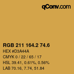 カラーコード: RGB 211 164.2 74.6 | qconv.com