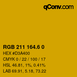 カラーコード: RGB 211 164.6 0 | qconv.com