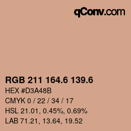 カラーコード: RGB 211 164.6 139.6 | qconv.com