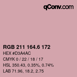 カラーコード: RGB 211 164.6 172 | qconv.com