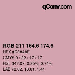 カラーコード: RGB 211 164.6 174.6 | qconv.com