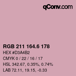 カラーコード: RGB 211 164.6 178 | qconv.com
