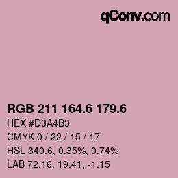 カラーコード: RGB 211 164.6 179.6 | qconv.com