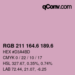 カラーコード: RGB 211 164.6 189.6 | qconv.com