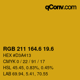 カラーコード: RGB 211 164.6 19.6 | qconv.com