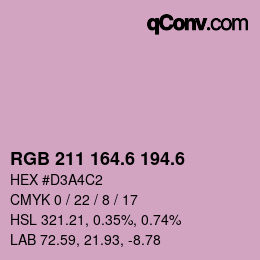 カラーコード: RGB 211 164.6 194.6 | qconv.com