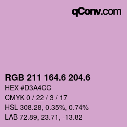カラーコード: RGB 211 164.6 204.6 | qconv.com