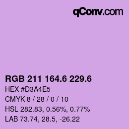 カラーコード: RGB 211 164.6 229.6 | qconv.com