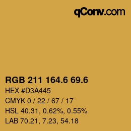 カラーコード: RGB 211 164.6 69.6 | qconv.com