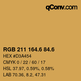 カラーコード: RGB 211 164.6 84.6 | qconv.com