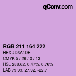 颜色代码: RGB 211 164 222 | qconv.com
