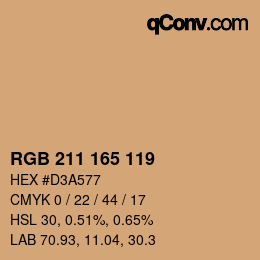 Color code: RGB 211 165 119 | qconv.com