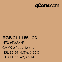 Color code: RGB 211 165 123 | qconv.com