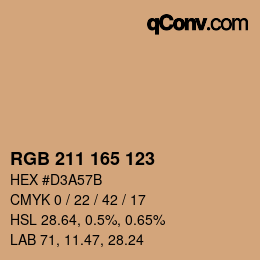 Código de color: RGB 211 165 123 | qconv.com