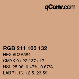 颜色代码: RGB 211 165 132 | qconv.com