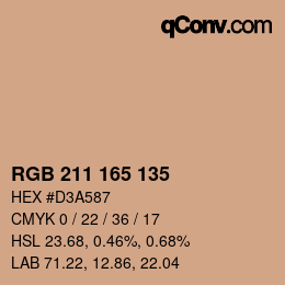 カラーコード: RGB 211 165 135 | qconv.com