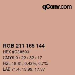 カラーコード: RGB 211 165 144 | qconv.com