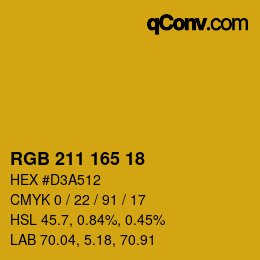 Color code: RGB 211 165 18 | qconv.com