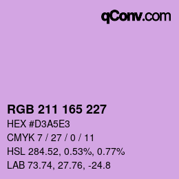 Color code: RGB 211 165 227 | qconv.com