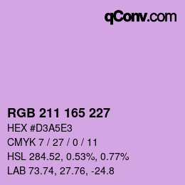 Color code: RGB 211 165 227 | qconv.com