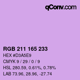 Color code: RGB 211 165 233 | qconv.com