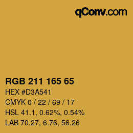 Color code: RGB 211 165 65 | qconv.com