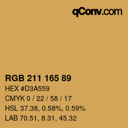カラーコード: RGB 211 165 89 | qconv.com