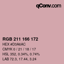 カラーコード: RGB 211 166 172 | qconv.com