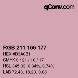 颜色代码: RGB 211 166 177 | qconv.com