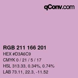 カラーコード: RGB 211 166 201 | qconv.com