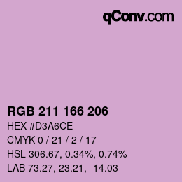Código de color: RGB 211 166 206 | qconv.com