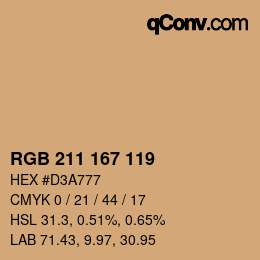 Color code: RGB 211 167 119 | qconv.com